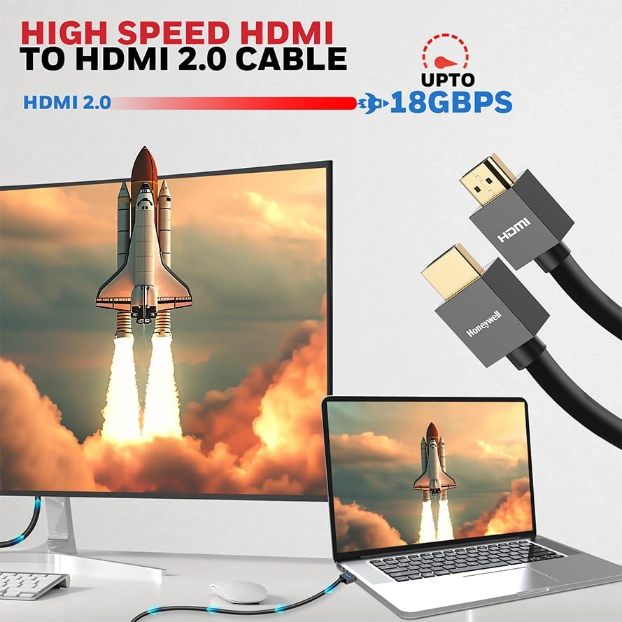 Honeywell Slim HDMI Cable 4K 60Hz with Etherent 2.0 Compliant 5m view 2